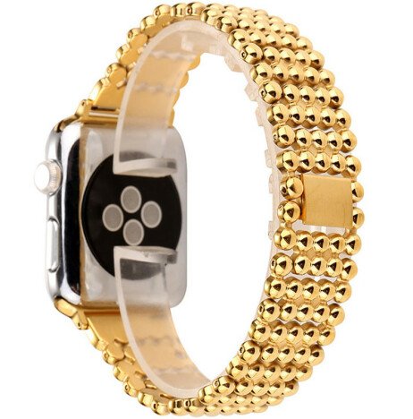 Curea iUni compatibila cu Apple Watch 1/2/3/4/5/6/7, 44mm, Luxury, Otel Inoxidabil, Gold